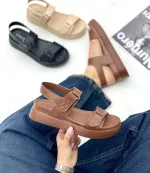 صندل زنانه طبی دو بند رکابدار چسبی - Image 3