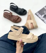 صندل زنانه طبی دو بند رکابدار چسبی - Image 4