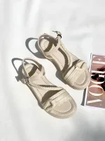 صندل زنانه کنفی گره ای کرم - Image 4