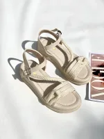 صندل زنانه کنفی گره ای کرم - Image 2