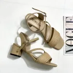 کفش مجلسی زنانه پاشنه دار رویه حصیری