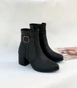 نیم بوت پاشنه دار ساده - Image 2