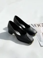 کفش زنانه پنجه طلا پاشنه سه سانت - Image 3