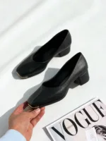 کفش زنانه پنجه طلا پاشنه سه سانت