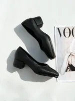 کفش زنانه پنجه طلا پاشنه سه سانت - Image 4