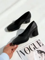 کفش زنانه پنجه طلا پاشنه شیش سانت - Image 2